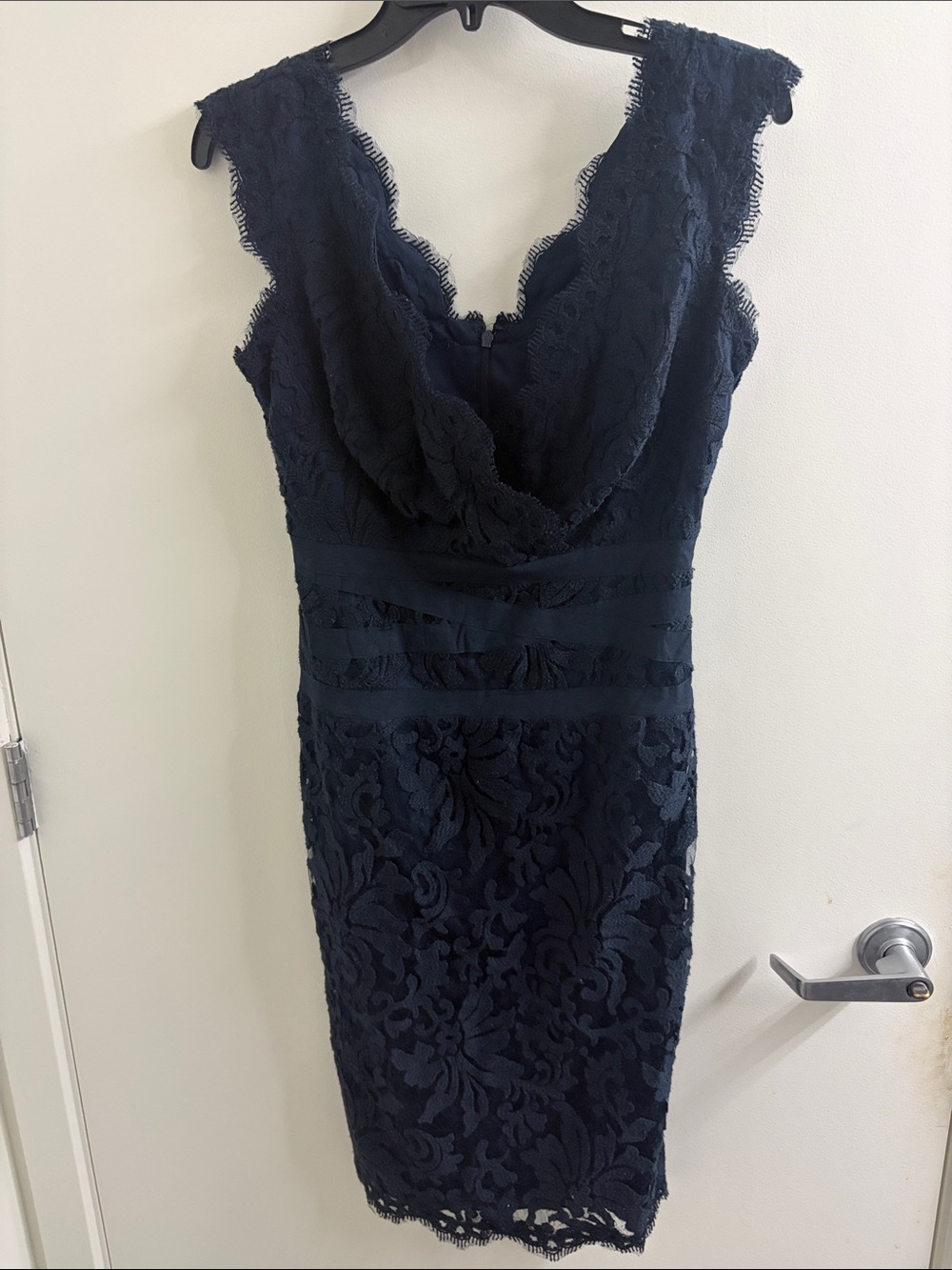Tadashi Shoji Navy Lace Midi Sheath Dress